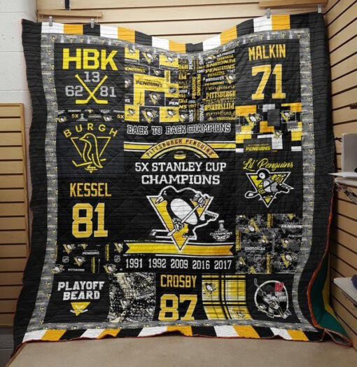 Buy Pittsburgh Penguins Back To Back Champions Quilt Blanket & Quilt Bedding Set Great Customized Blanket Gifts For Birthday Christmas Thanksgiving