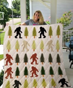 Buy Pine Tree And Big Foot Quilt Blanket & Quilt Bedding Set Great Customized Blanket Gifts For Birthday Christmas Thanksgiving