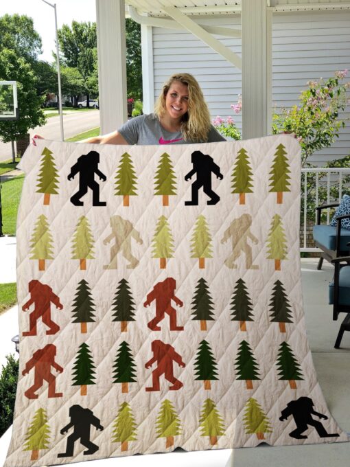 Buy Pine Tree And Big Foot Quilt Blanket & Quilt Bedding Set Great Customized Blanket Gifts For Birthday Christmas Thanksgiving