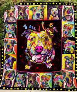 Buy Pitbull Smile Quilt Blanket & Quilt Bedding Set Great Customized Blanket Gifts For Birthday Christmas Thanksgiving