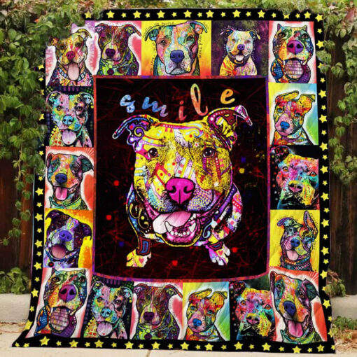 Buy Pitbull Smile Quilt Blanket & Quilt Bedding Set Great Customized Blanket Gifts For Birthday Christmas Thanksgiving