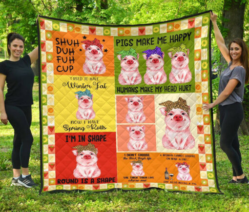 Buy Pig I'M In Shape Round Is A Shape Quilt Blanket & Quilt Bedding Set Great Customized Blanket Gifts For Birthday Christmas Thanksgiving