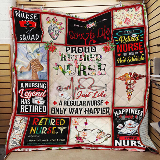 Buy Proud Retired Nurse Just Like A Regular Nurse Only Way Happier Quilt Blanket & Quilt Bedding Set Great Customized Blanket Gifts For Birthday Christmas Thanksgiving