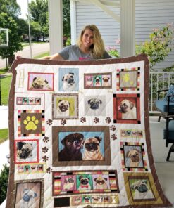 Buy Pugs Paw Prints Frame Quilt Blanket & Quilt Bedding Set Great Customized Blanket Gifts For Birthday Christmas Thanksgiving