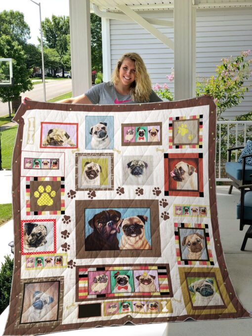 Buy Pugs Paw Prints Frame Quilt Blanket & Quilt Bedding Set Great Customized Blanket Gifts For Birthday Christmas Thanksgiving