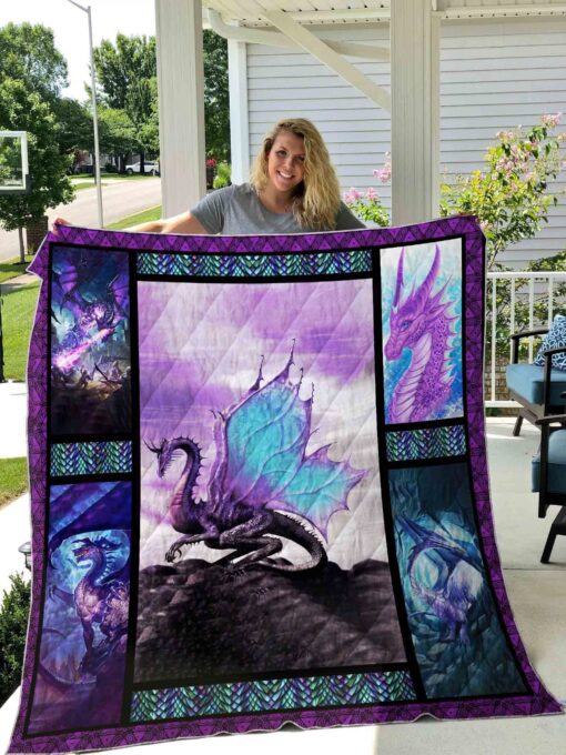 Buy Purple Flying Dragon Quilt Blanket & Quilt Bedding Set Great Customized Blanket Gifts For Birthday Christmas Thanksgiving