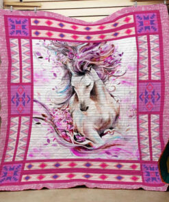 Buy Pink Geometric Horse Quilt Blanket & Quilt Bedding Set Great Customized Blanket Gifts For Birthday Christmas Thanksgiving