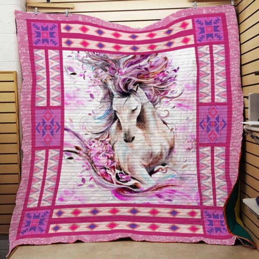 Buy Pink Geometric Horse Quilt Blanket & Quilt Bedding Set Great Customized Blanket Gifts For Birthday Christmas Thanksgiving