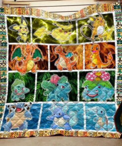 Buy Pokemon Evolution Quilt Blanket & Quilt Bedding Set For Fans Quilt Blanket & Quilt Bedding Set