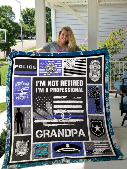 Buy Police Grandpa I'M Not Retired Quilt Blanket & Quilt Bedding Set Great Customized Gifts For Birthday Christmas Thanksgiving Perfect Gifts For Police