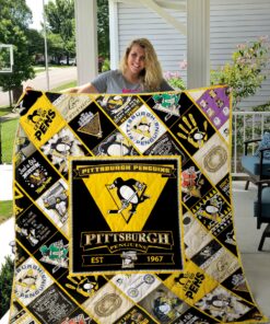 Buy Pittsburgh Penguins Play Ice Hockey Quilt Blanket & Quilt Bedding Set Great Customized Blanket Gifts For Birthday Christmas Thanksgiving