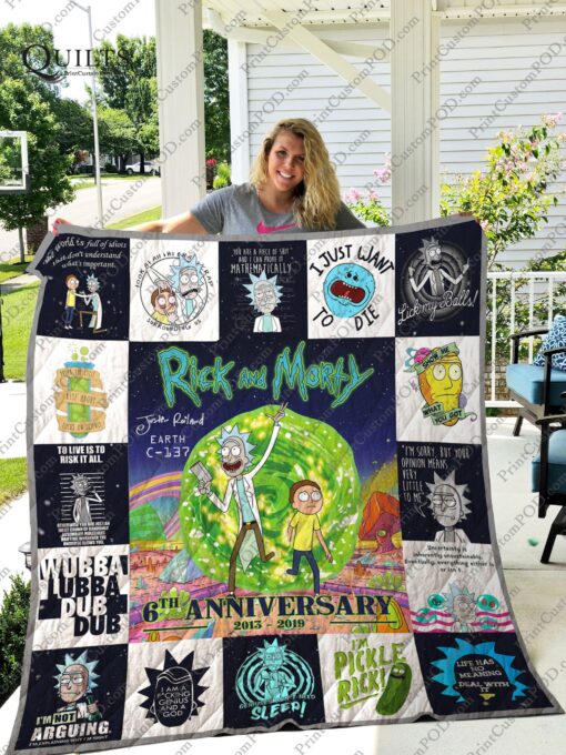 Buy Rick And Morty 6Th Anniversary Quilt Blanket & Quilt Bedding Set For Fans Ver 17