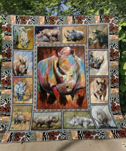 Buy Rhino In Forest Quilt Blanket & Quilt Bedding Set Great Customized Gifts For Birthday Christmas Thanksgiving Perfect Gifts For Rhino Lover