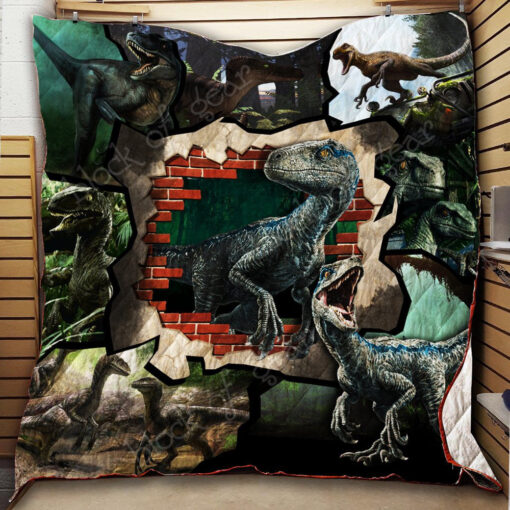 Buy Raptor Dinosaur Quilt Blanket & Quilt Bedding Set Great Customized Blanket Gifts For Birthday Christmas Thanksgiving