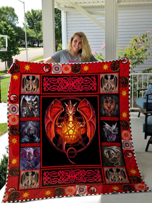 Buy Red Dragon Celtic Symbol Quilt Blanket & Quilt Bedding Set Great Customized Blanket Gifts For Birthday Christmas Thanksgiving