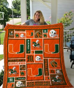 Buy Ncaa Miami Hurricanes Quilt Blanket & Quilt Bedding Set #140