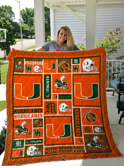 Buy Ncaa Miami Hurricanes Quilt Blanket & Quilt Bedding Set #140