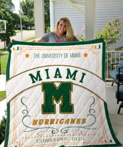 Buy Ncaa Miami Hurricanes Quilt Blanket & Quilt Bedding Set #132