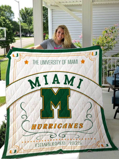 Buy Ncaa Miami Hurricanes Quilt Blanket & Quilt Bedding Set #132