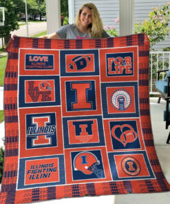 Buy Ncaa Illinois Fighting Illini Quilt Blanket & Quilt Bedding Set #419