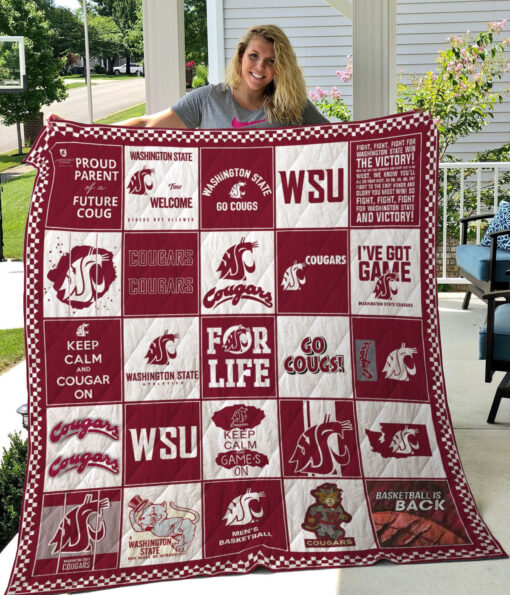 Buy Ncaa Washington State Cougars Quilt Blanket & Quilt Bedding Set #718