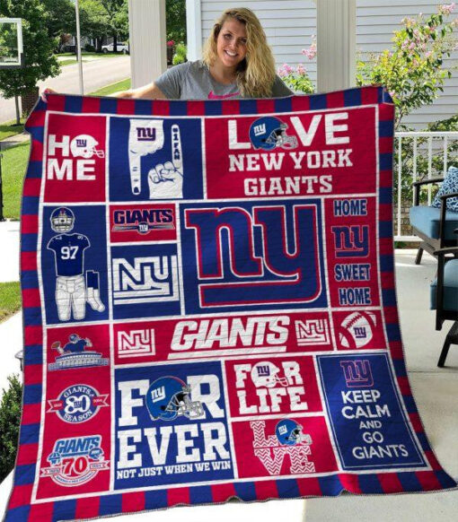 Buy New York Giants Quilt Blanket & Quilt Bedding Set 05