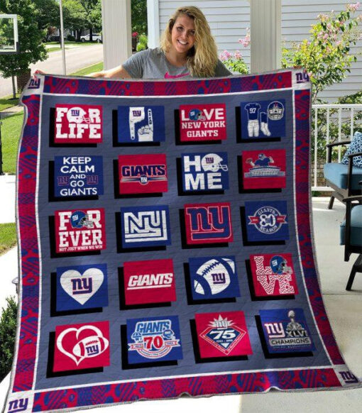 Buy New York Giants Quilt Blanket & Quilt Bedding Set 04