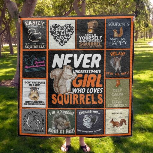 Buy Never Underestimate Girl Who Loves Squirrels Quilt Blanket & Quilt Bedding Set Great Customized Blanket Gifts For Birthday Christmas Thanksgiving