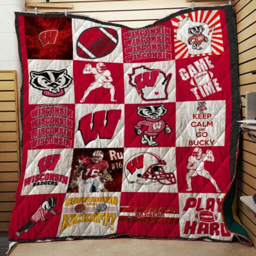 Buy Ncaa Wisconsin Badgers Quilt Blanket & Quilt Bedding Set #566