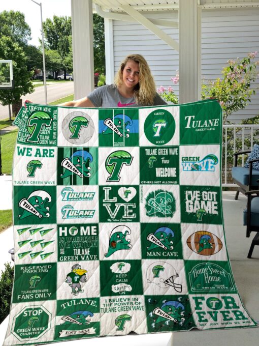 Buy Ncaa Tulane Green Wave Quilt Blanket & Quilt Bedding Set #1139