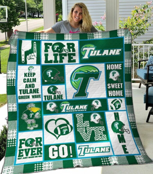 Buy Ncaa Tulane Green Wave Quilt Blanket & Quilt Bedding Set #1138