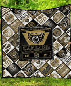 Buy Ncaa Oakland Golden Grizzlies Quilt Blanket & Quilt Bedding Set #1272