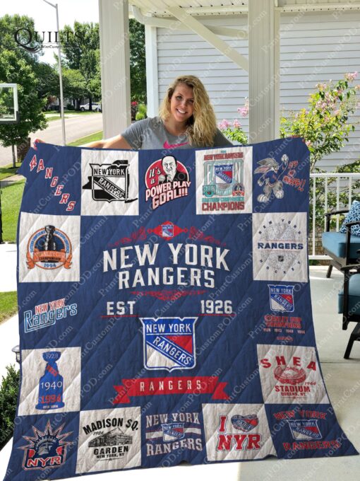 Buy New York Rangers Quilt Blanket & Quilt Bedding Set Ver 17