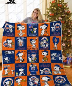 Buy New York Mets Snoopy Quilt Blanket & Quilt Bedding Set Ver Sp