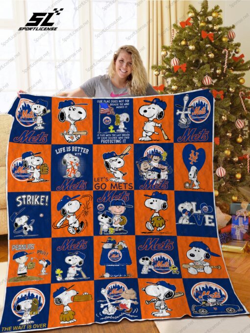 Buy New York Mets Snoopy Quilt Blanket & Quilt Bedding Set Ver Sp