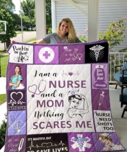 Buy Nurse Mom I Am A Nurse And A Mom Nothing Scares Me Quilt Blanket & Quilt Bedding Set Great Customized Gifts For Birthday Christmas Thanksgiving Mother'S Day Perfect Gifts For Nurse Mom