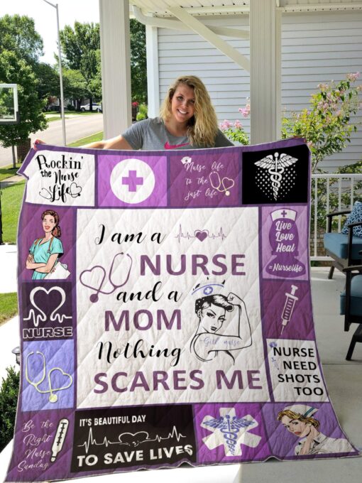 Buy Nurse Mom I Am A Nurse And A Mom Nothing Scares Me Quilt Blanket & Quilt Bedding Set Great Customized Gifts For Birthday Christmas Thanksgiving Mother'S Day Perfect Gifts For Nurse Mom