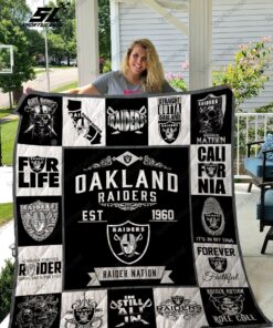 Buy Oakland Raiders Quilt Blanket & Quilt Bedding Set 01