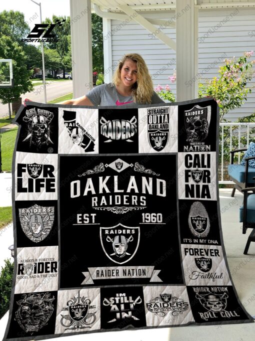 Buy Oakland Raiders Quilt Blanket & Quilt Bedding Set 01