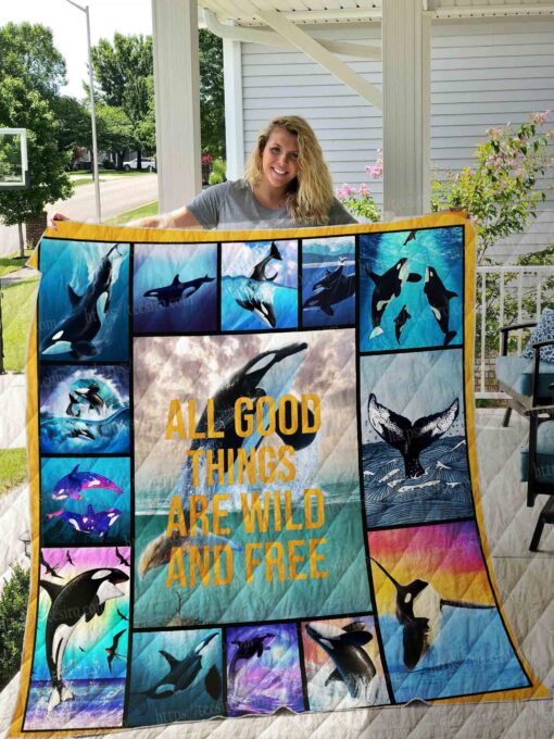 Buy Orca All Good Things Are Wild And Free Quilt Blanket & Quilt Bedding Set Great Customized Blanket Gifts For Birthday Christmas Thanksgiving