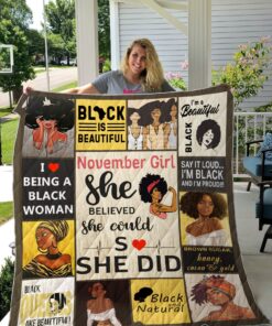 Buy November Black Women Black And Natural Quilt Blanket & Quilt Bedding Set Great Customized Gifts For Birthday Christmas Thanksgiving Perfect Gifts For Black Daughter Girlfriend Wife