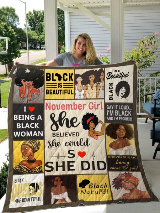 Buy November Black Women Black And Natural Quilt Blanket & Quilt Bedding Set Great Customized Gifts For Birthday Christmas Thanksgiving Perfect Gifts For Black Daughter Girlfriend Wife