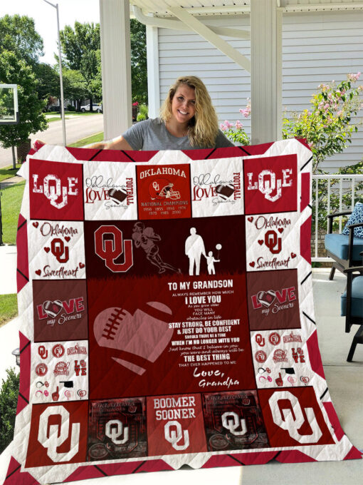 Buy Oklahoma Sooners  To My Grandson  Love Grandpa Quilt Blanket & Quilt Bedding Set