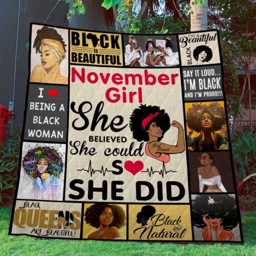 Buy November Girl She Believed She Could So She Did Quilt Blanket & Quilt Bedding Set Great Customized Blanket Gifts For Birthday Christmas Thanksgiving