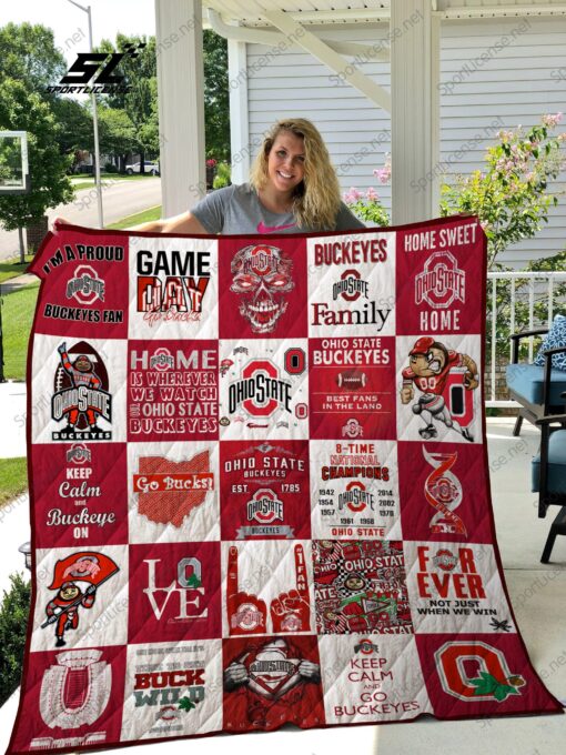 Buy Ohio State Buckeyes Quilt Blanket & Quilt Bedding Set 02 - Meteew