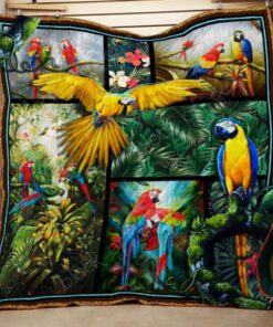 Buy Parrot In Tropical Quilt Blanket & Quilt Bedding Set Great Customized Gifts For Birthday Christmas Thanksgiving Perfect Gifts For Parrot Lover