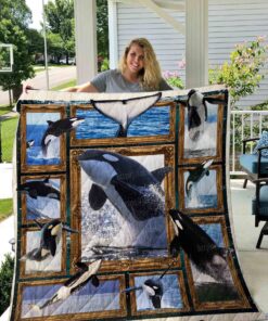 Buy Orca Playing On The Water Quilt Blanket & Quilt Bedding Set Great Customized Blanket Gifts For Birthday Christmas Thanksgiving