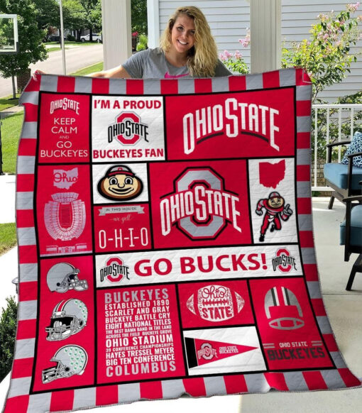 Buy Ohio State Buckeyes Quilt Blanket & Quilt Bedding Set 05