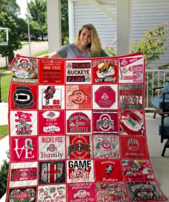 Buy Ohio State Buckeyes Football Quilt Blanket & Quilt Bedding Set Fan Made