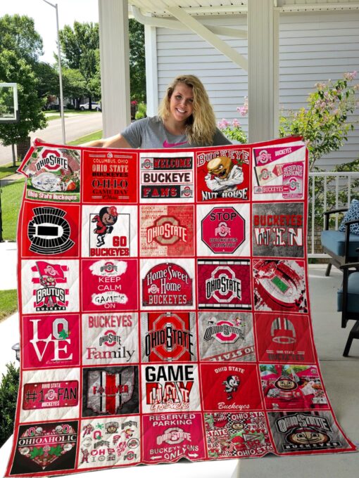 Buy Ohio State Buckeyes Football Quilt Blanket & Quilt Bedding Set Fan Made